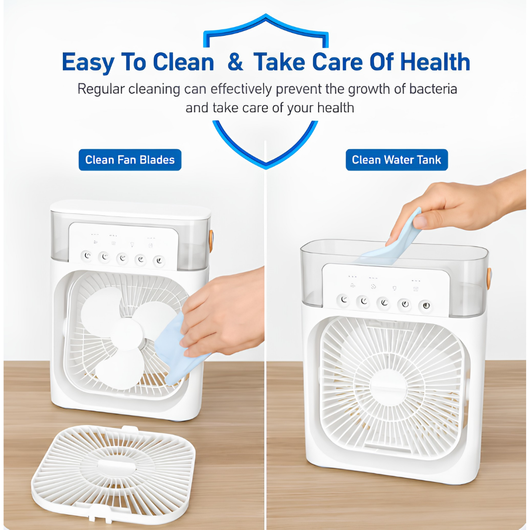Portable AC Mini Air Cooler ❄️ Fan with Mist Spray & LED Night Light