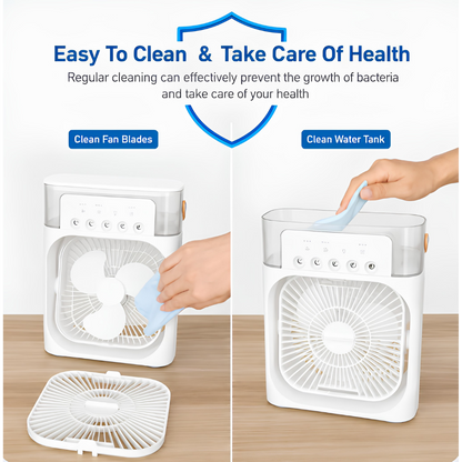 Portable AC Mini Air Cooler ❄️ Fan with Mist Spray & LED Night Light